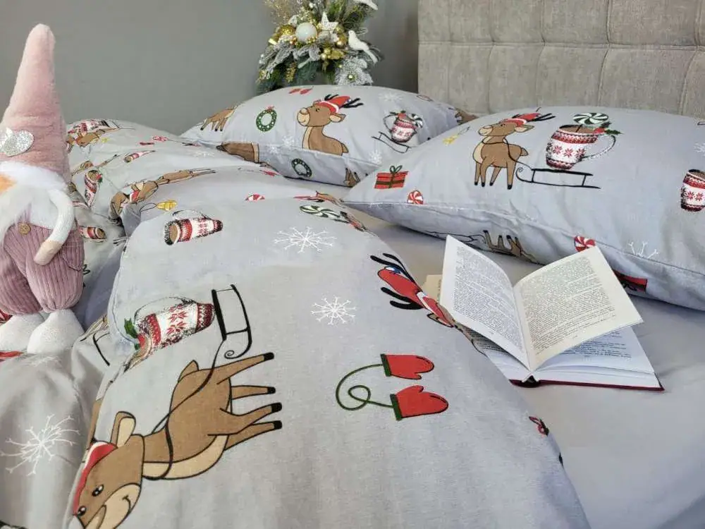 Комплект постільної білизни Помічники Санти/сірий, Turkish flannel (3)