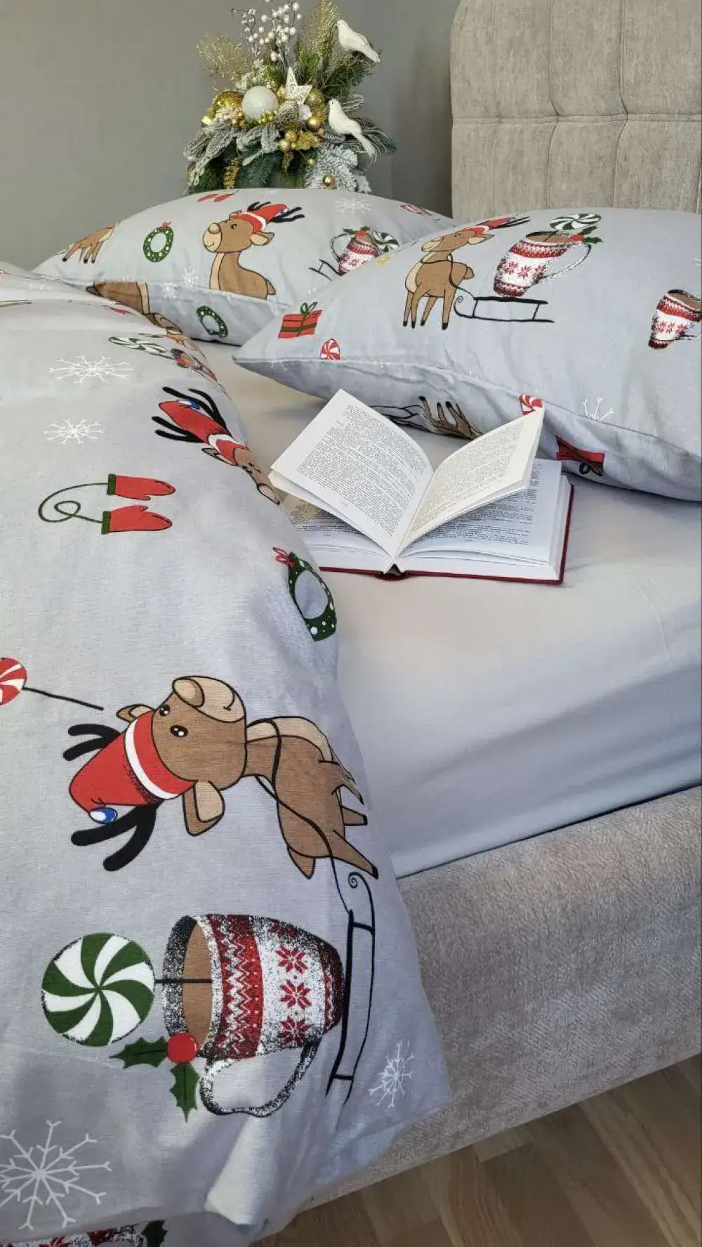 Комплект постільної білизни Помічники Санти/сірий, Turkish flannel (5)