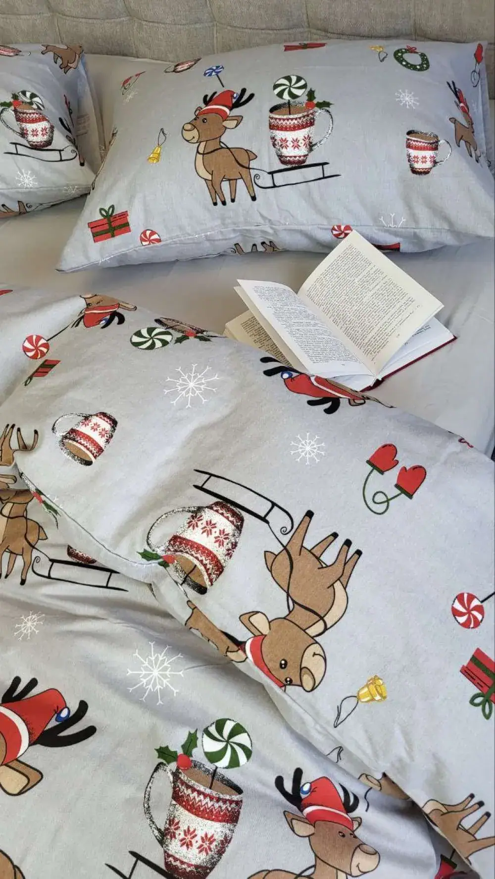 Комплект постільної білизни Помічники Санти/сірий, Turkish flannel (6)