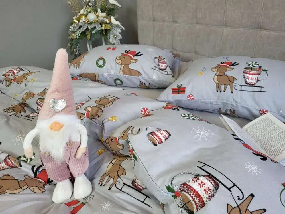 Комплект постільної білизни Помічники Санти/сірий, Turkish flannel (7)
