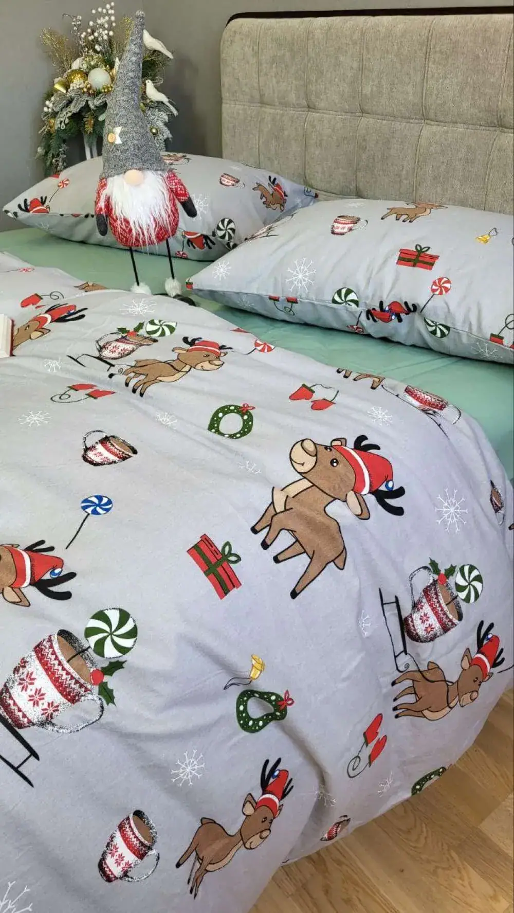 Комплект постільної білизни з фланелі Turkish flannel Помічники Санти/полин (2)