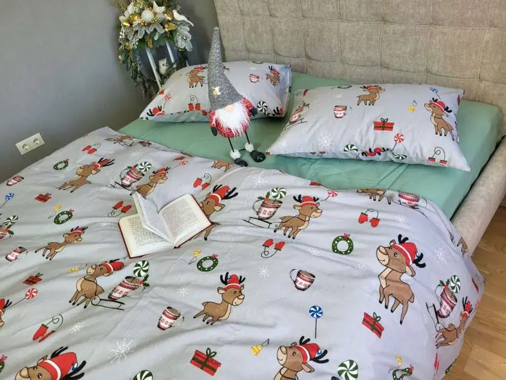 Комплект постільної білизни з фланелі Turkish flannel Помічники Санти/полин (3)