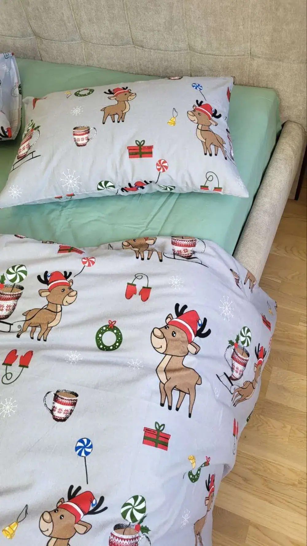 Комплект постільної білизни з фланелі Turkish flannel Помічники Санти/полин (4)