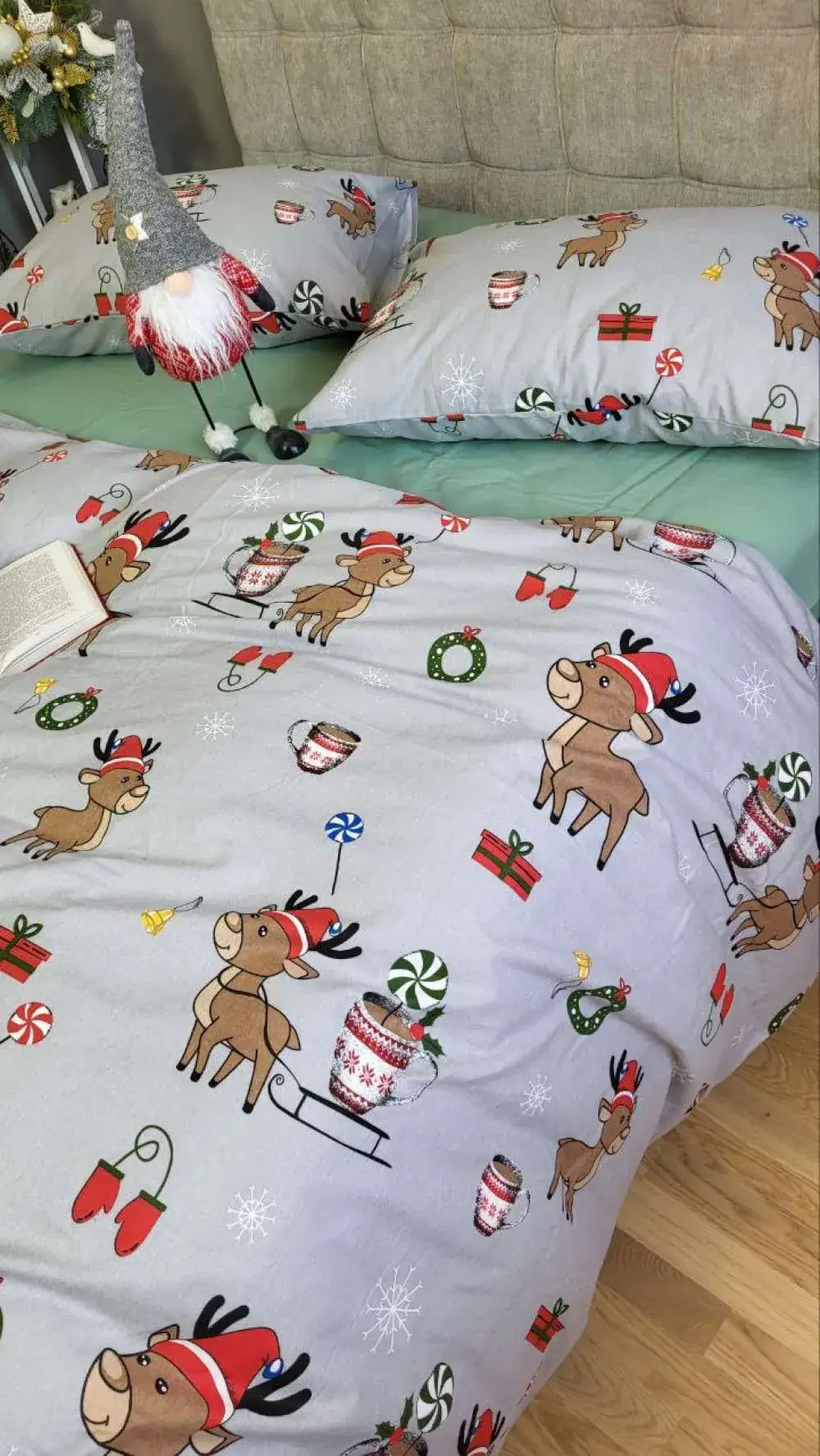 Комплект постільної білизни з фланелі Turkish flannel Помічники Санти/полин (5)