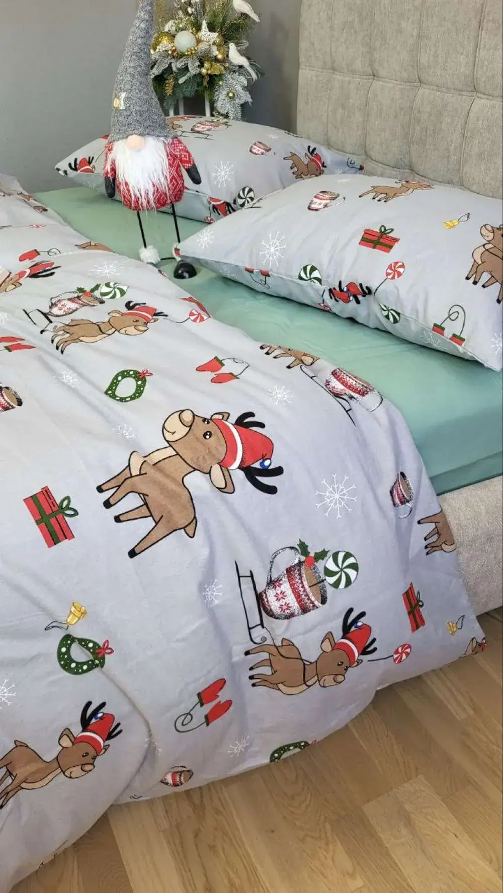 Комплект постільної білизни з фланелі Turkish flannel Помічники Санти/полин (7)