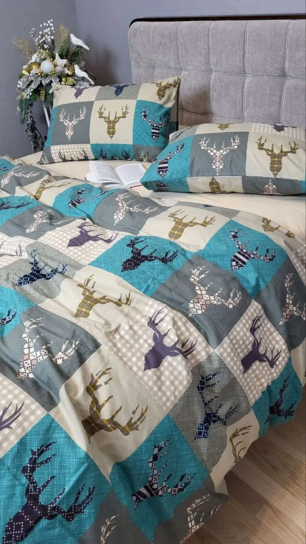 Комплект постільної білизни Трофей бірюза/св.беж, Turkish flannel (4)