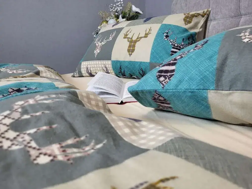 Комплект постільної білизни Трофей бірюза/св.беж, Turkish flannel (7)