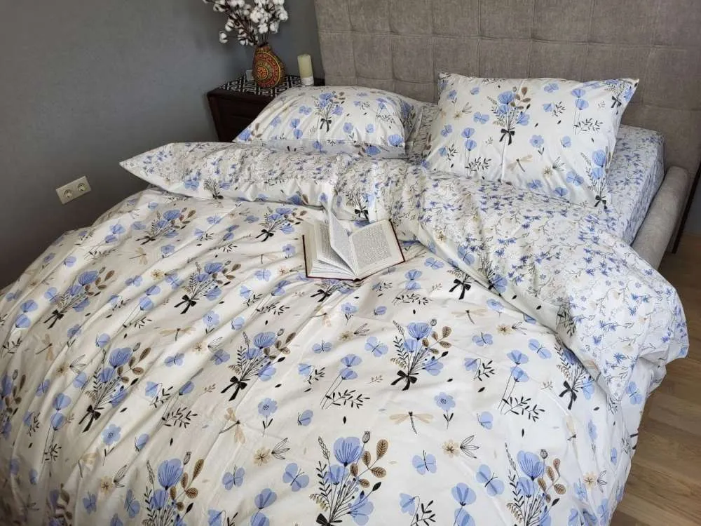 Елітна постільна білизна Блакить з cotton (2)