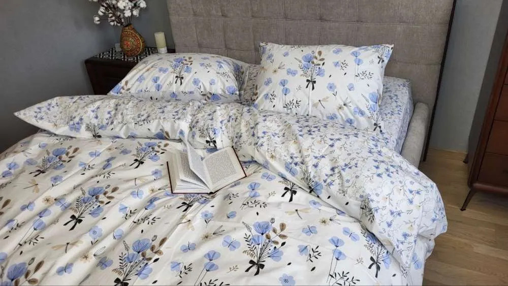 Елітна постільна білизна Блакить з cotton (3)