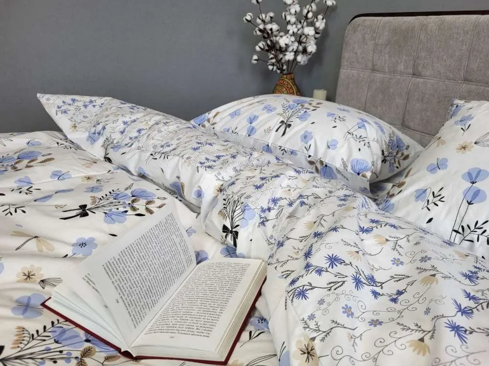 Елітна постільна білизна Блакить з cotton (6)