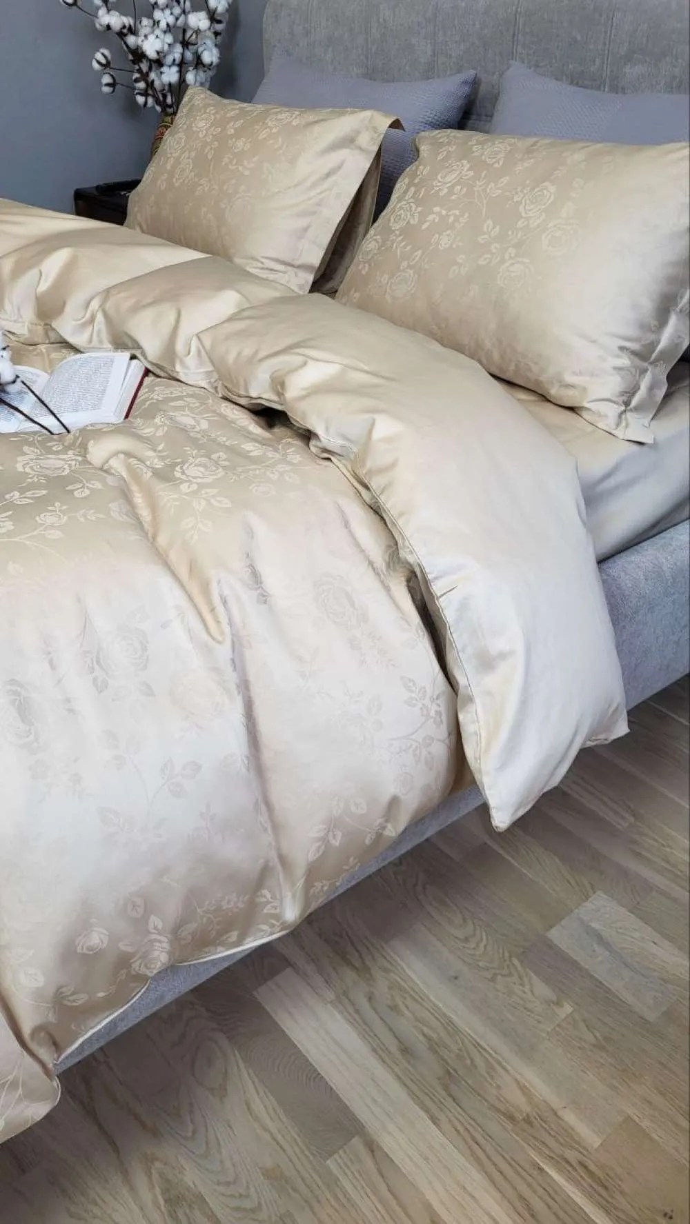 Элитное постельное белье из сатина JACQUARD, ROSE BEIGE (3)