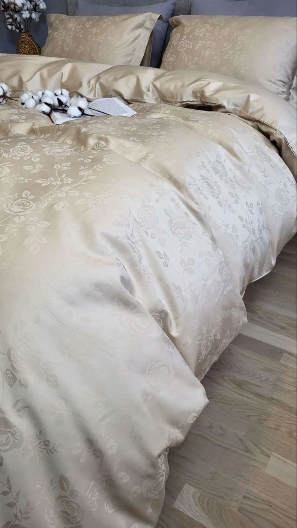 Элитное постельное белье из сатина JACQUARD, ROSE BEIGE (4)
