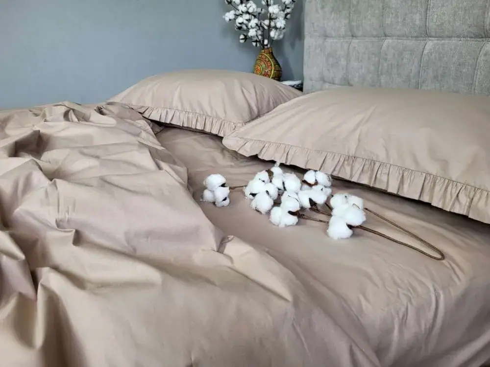 Елітна постільна білизна SOLO №S122, cotton з рюшею (6)