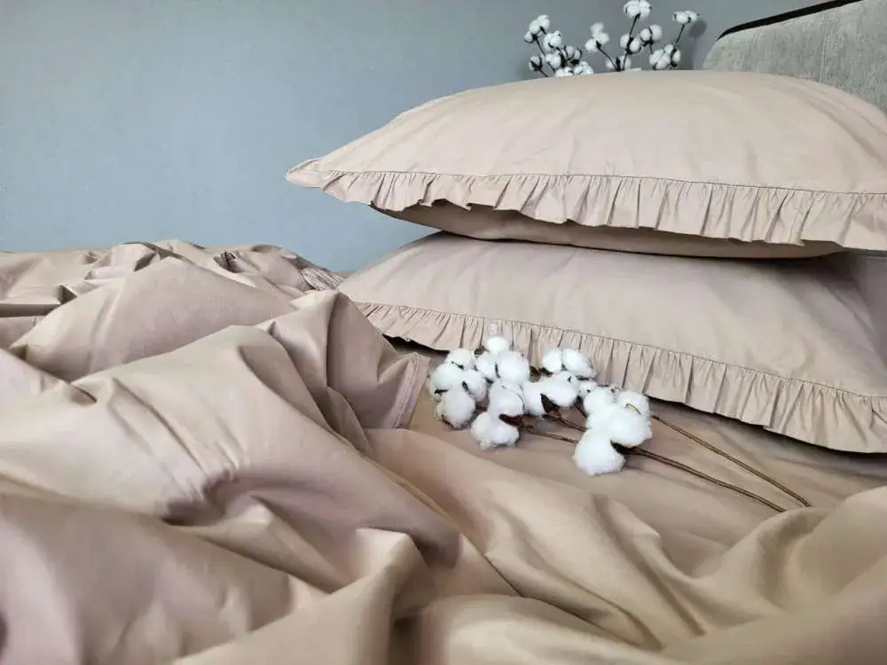 Елітна постільна білизна SOLO №S122, cotton з рюшею (7)