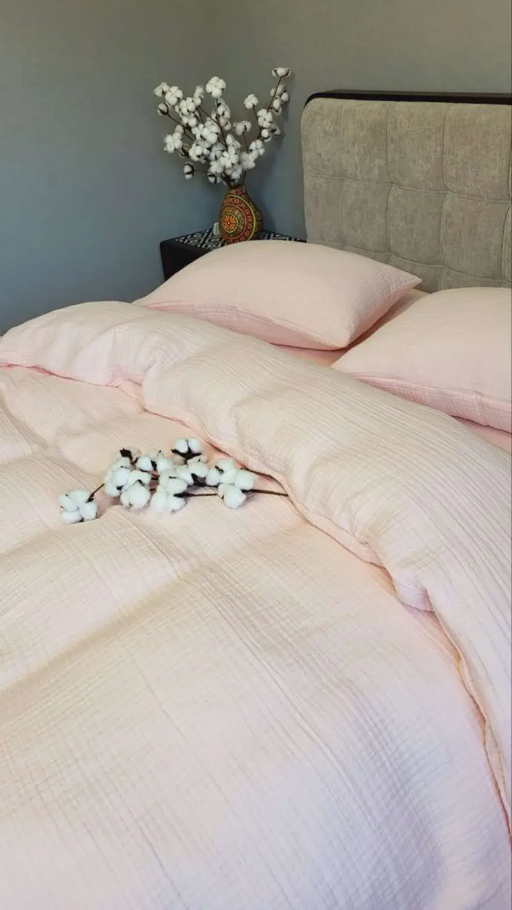 Элитное постельное белье PINK PEACH из муслина (7)
