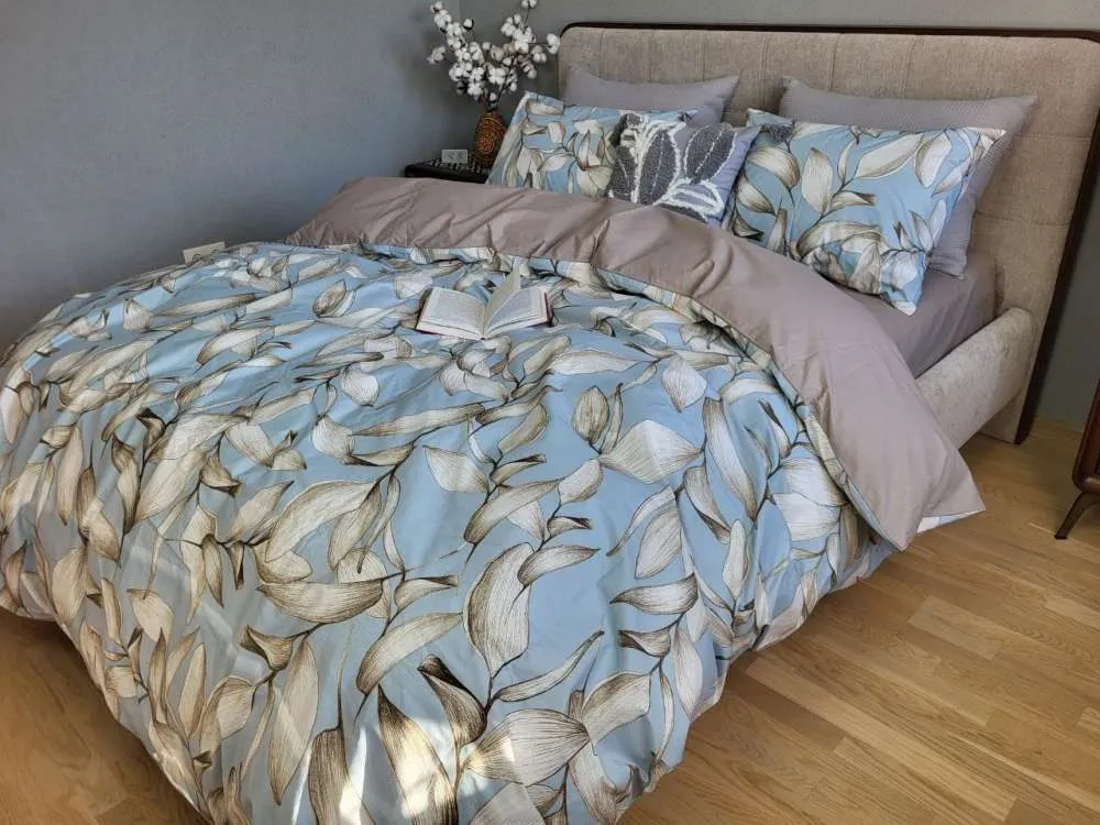 Елітна постільна білизна Віола блакитн., cotton (2)