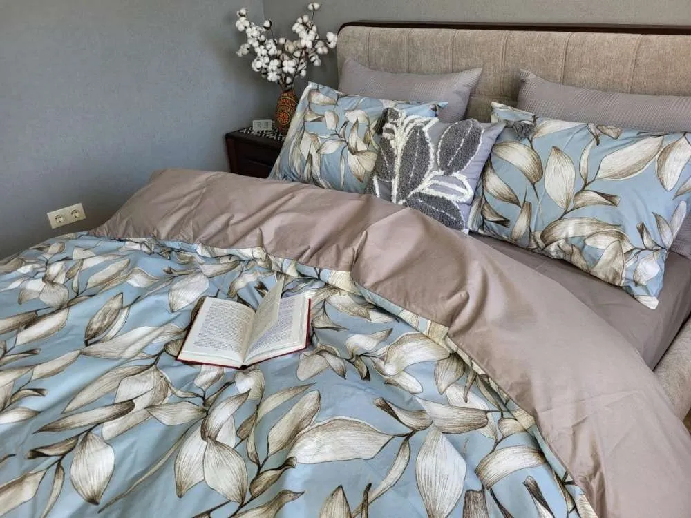 Елітна постільна білизна Віола блакитн., cotton (3)