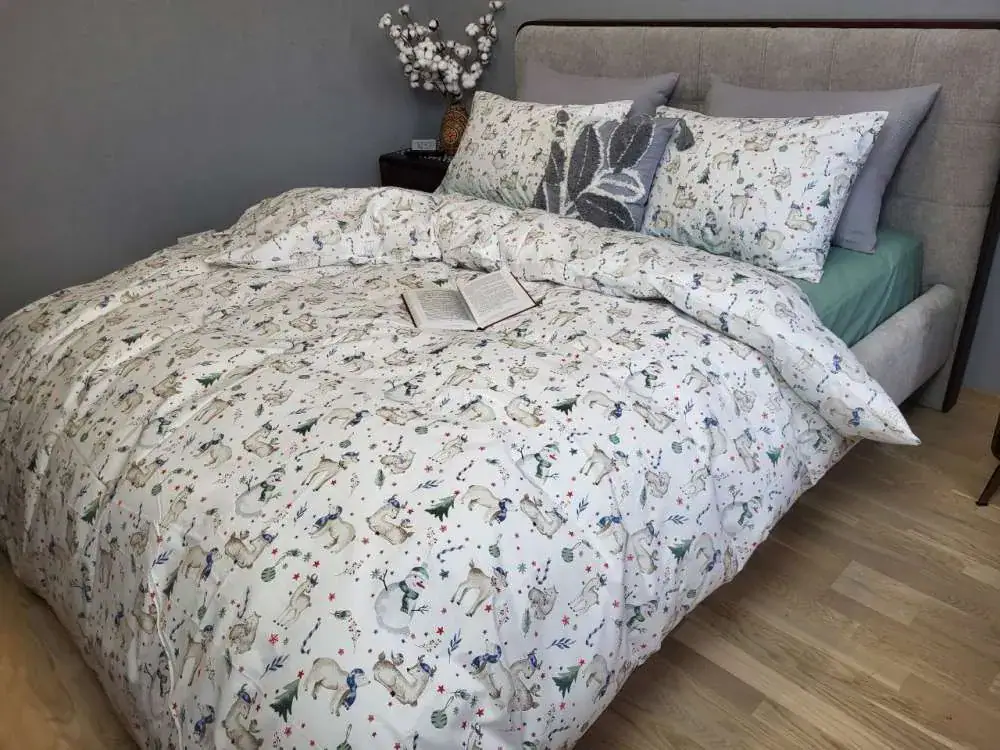 Комплект елітної постільної білизни Різдвяний настрій, cotton підк. цільн. (2)