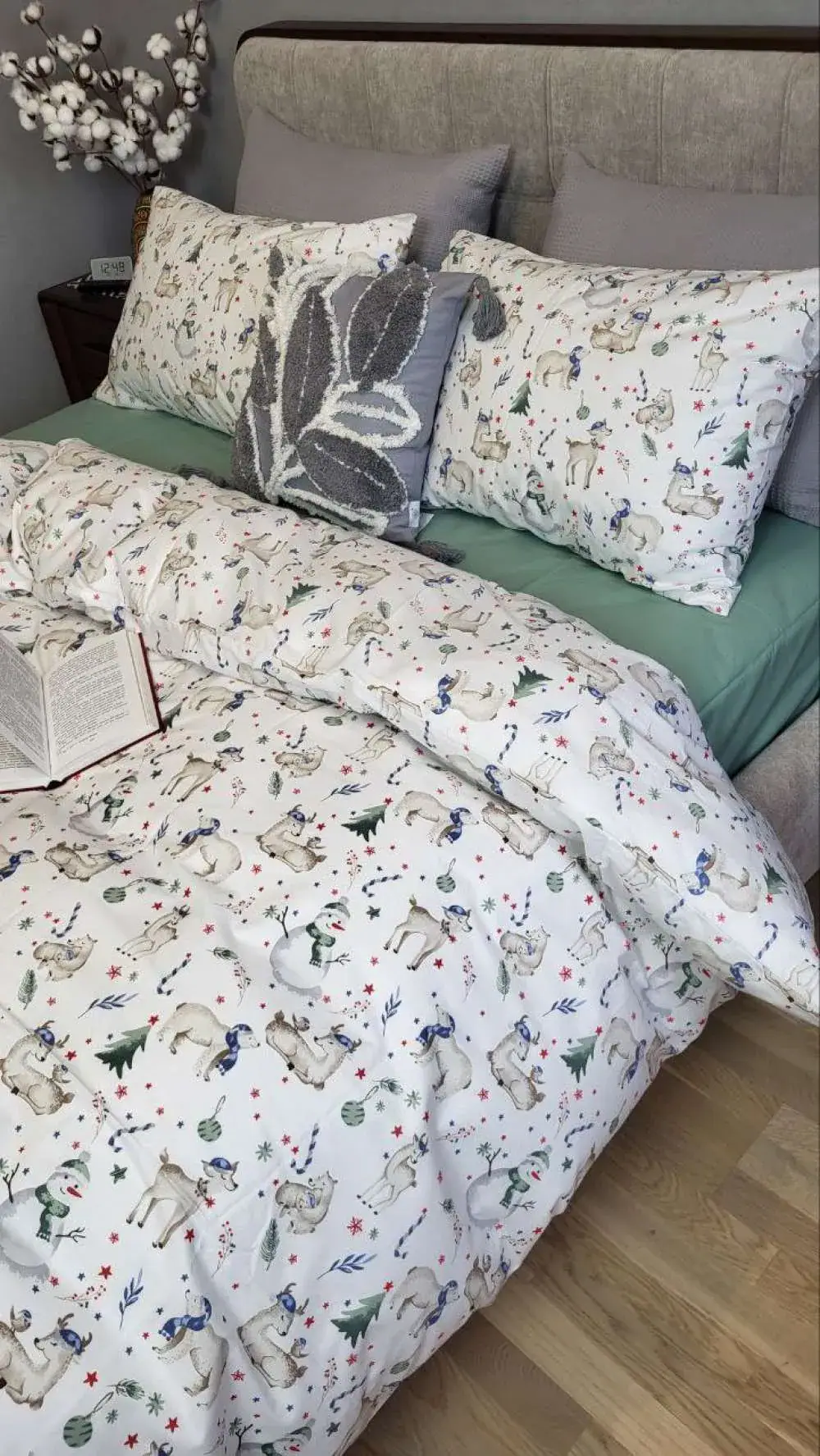 Комплект елітної постільної білизни Різдвяний настрій, cotton підк. цільн. (3)