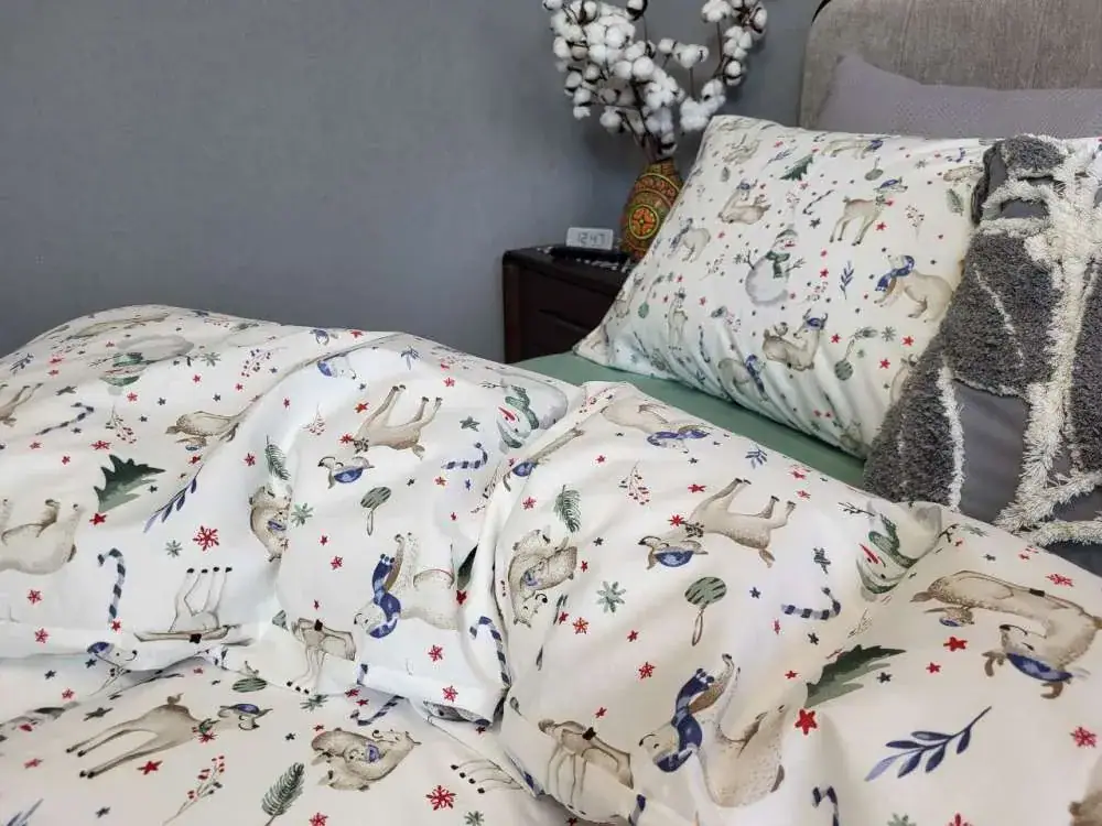 Комплект елітної постільної білизни Різдвяний настрій, cotton підк. цільн. (7)