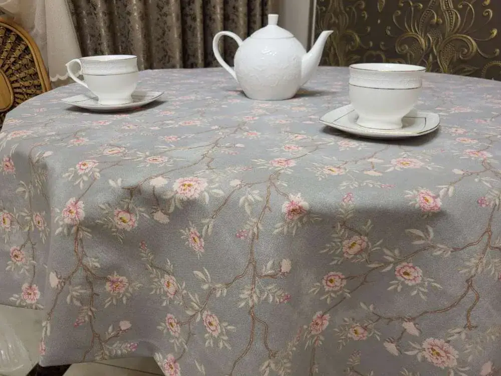 Кругла скатертина Арія сіра для кухонного столу (2)