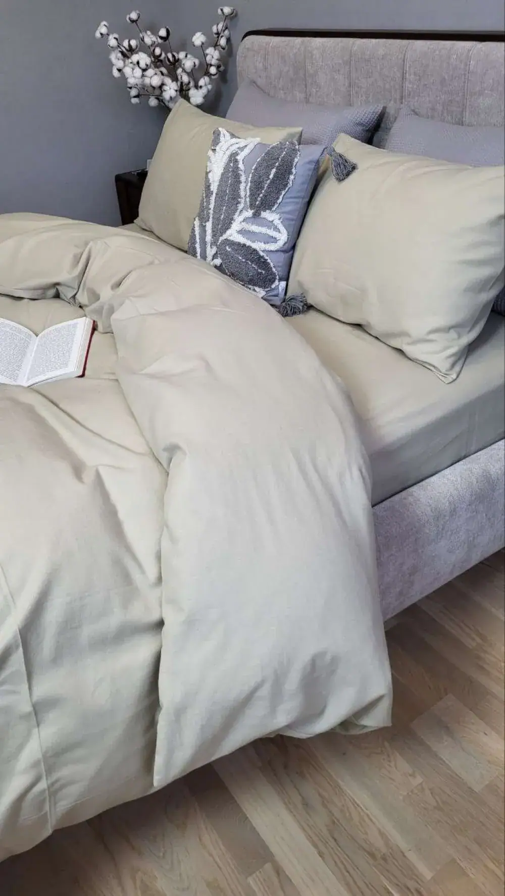 Комплект постільної білизни з фланелі Оливковий N17137 Turkish flannel (7)