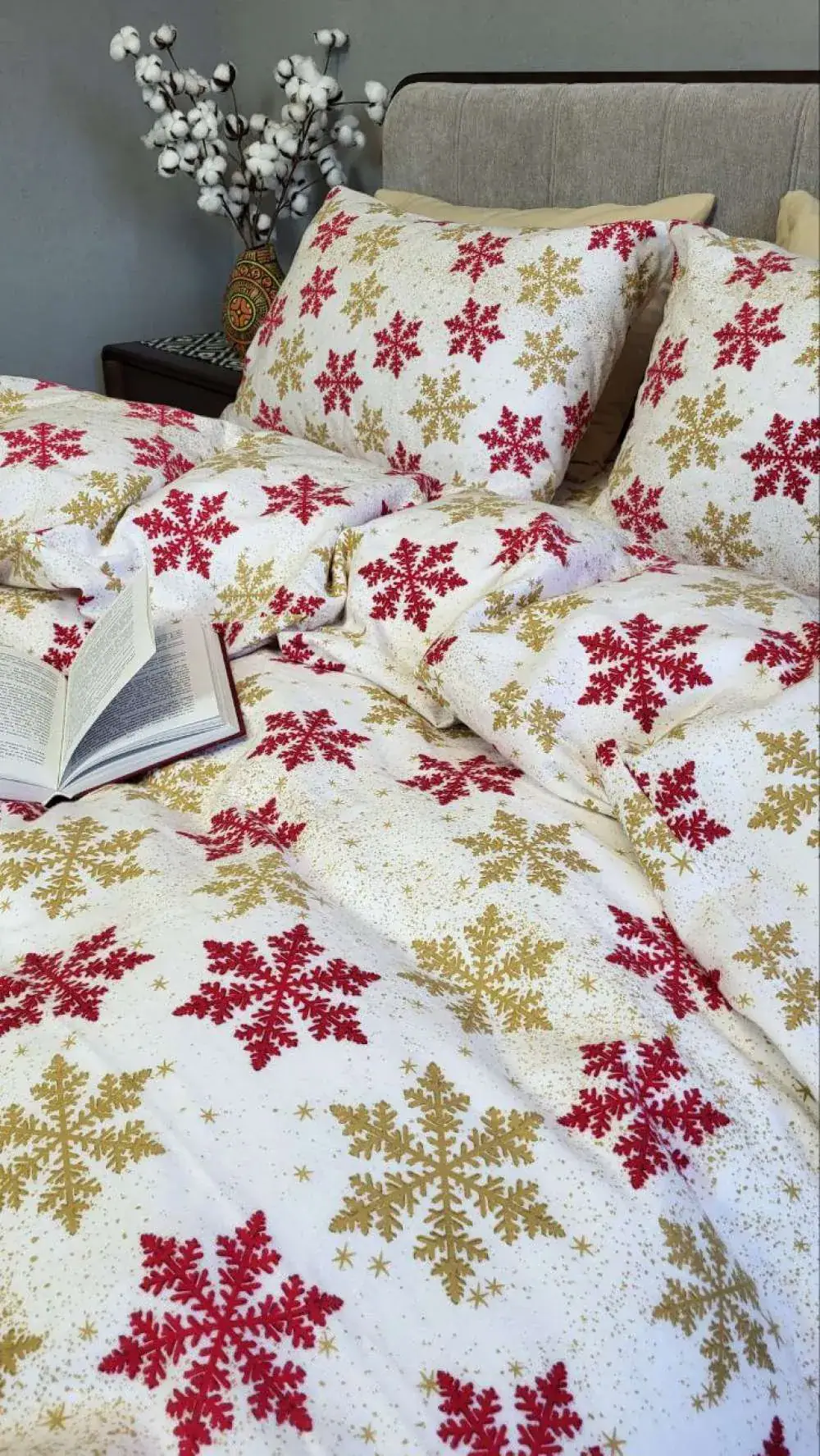 Комплект постільної білизни Сніжинка жовта з фланелі Turkish flannel (3)