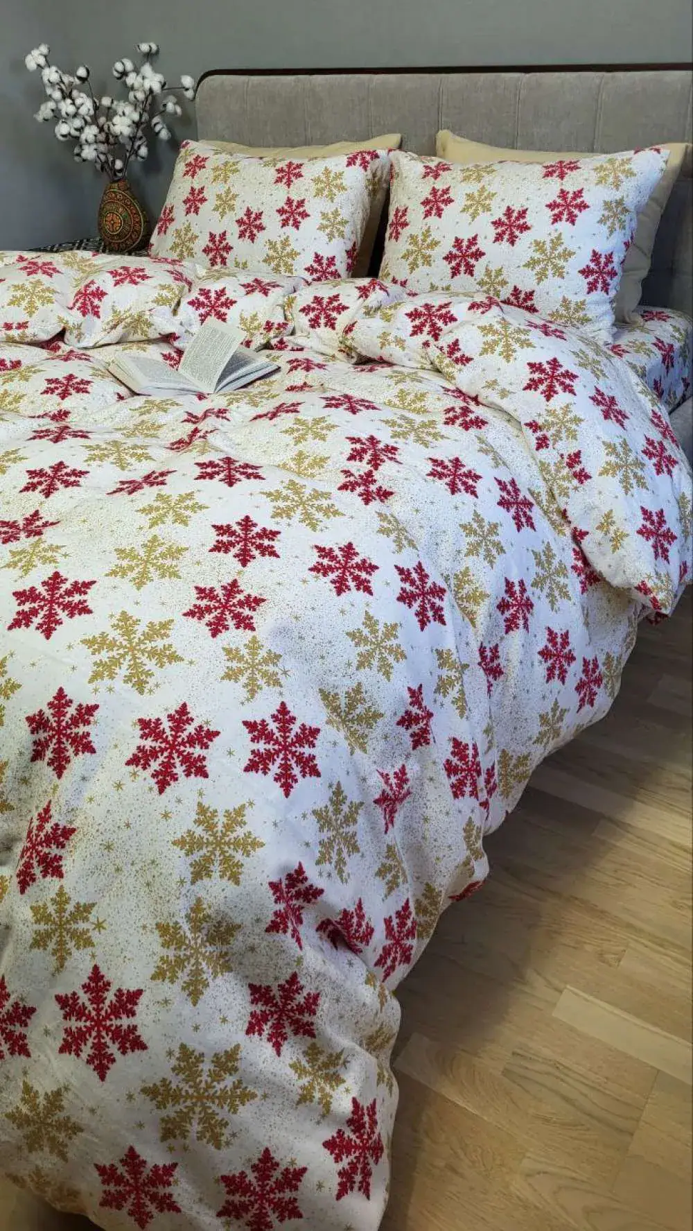 Комплект постільної білизни Сніжинка жовта з фланелі Turkish flannel (4)