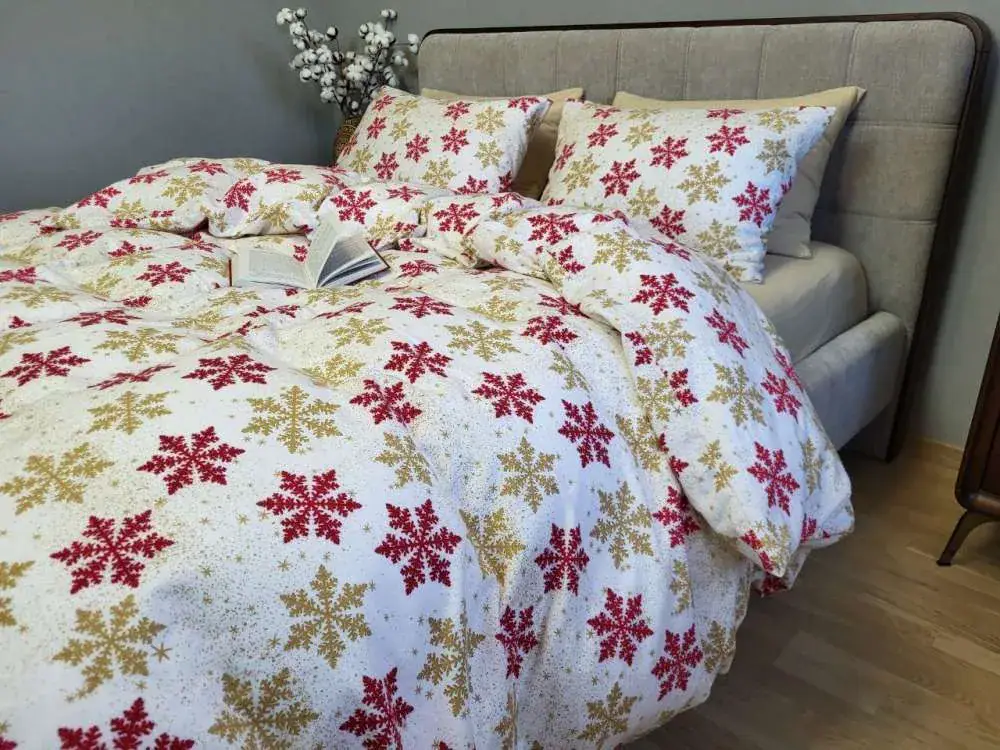 Комплект постельного белья Снежинка желт./бежевый песок, Turkish flannel (2)