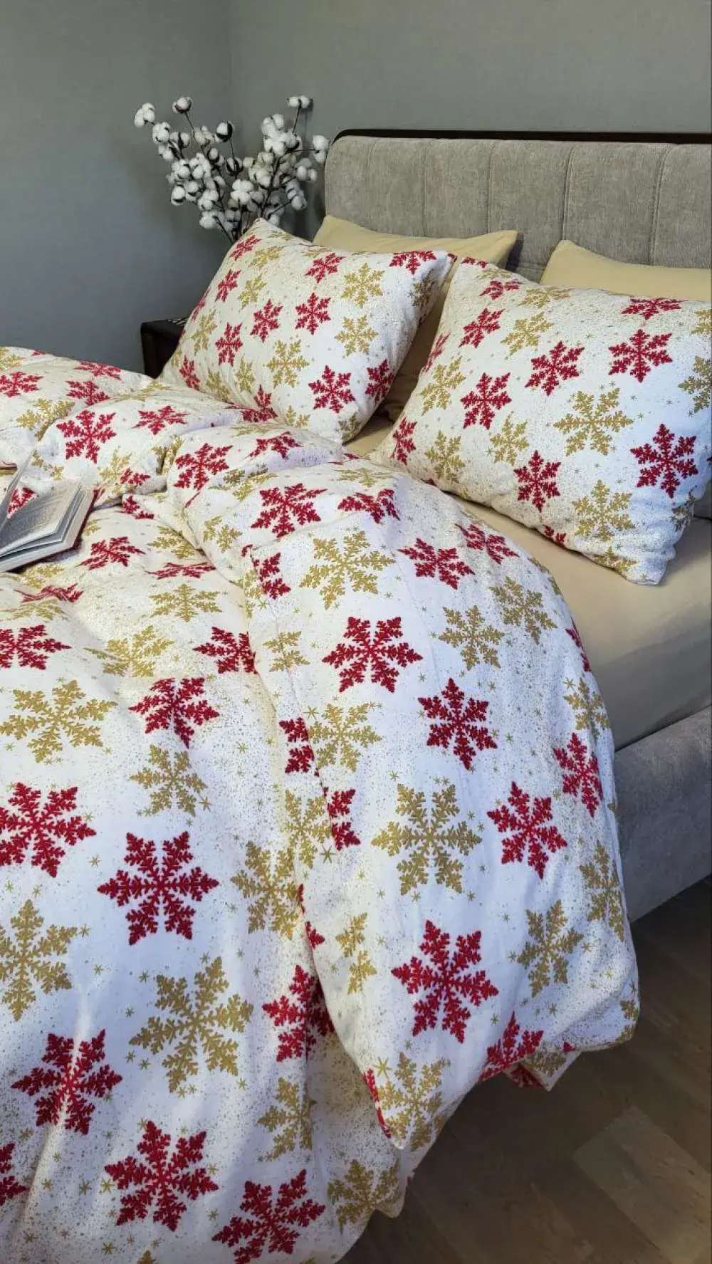 Комплект постельного белья Снежинка желт./бежевый песок, Turkish flannel (3)