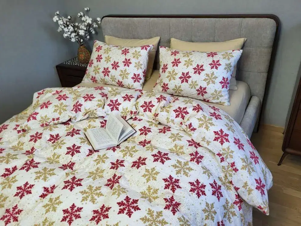 Комплект постельного белья Снежинка желт./бежевый песок, Turkish flannel (4)