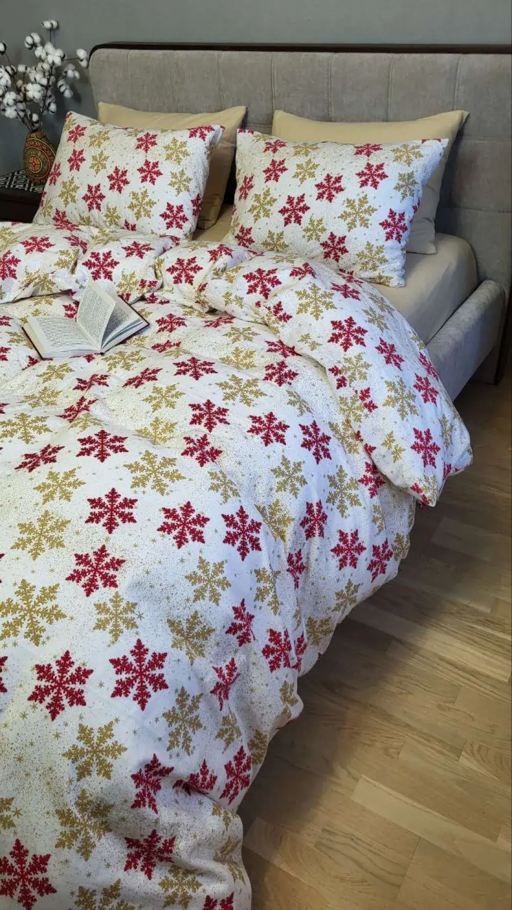 Комплект постельного белья Снежинка желт./бежевый песок, Turkish flannel (5)