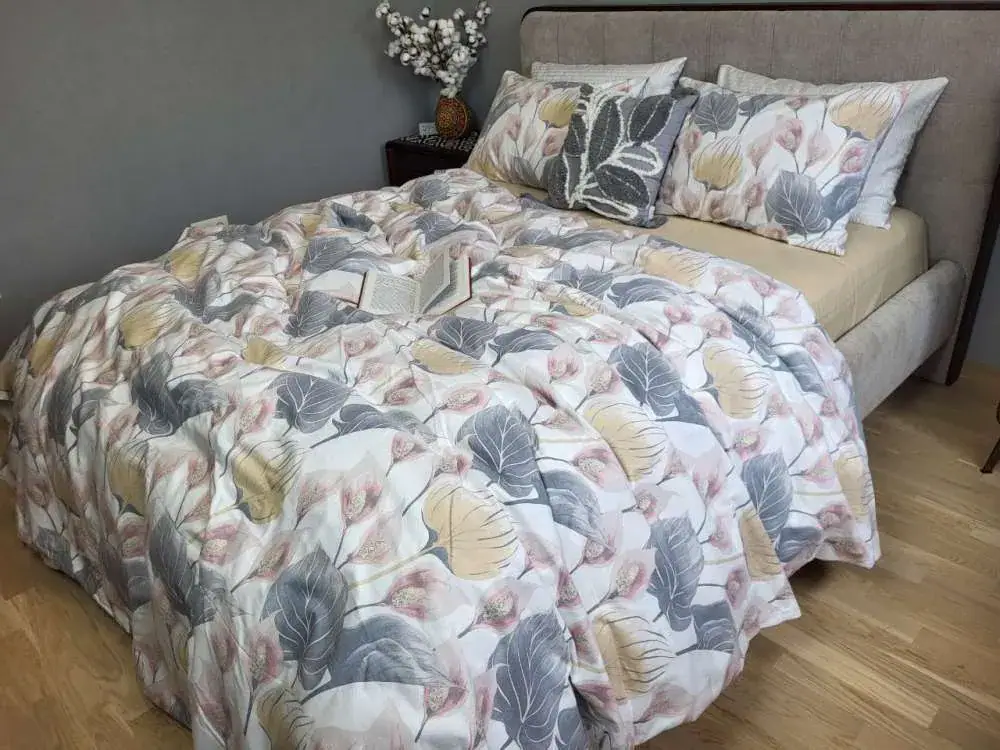 Комплект постільної білизни фланель Turkish flannel Антуріум/бежевий пісок (2)