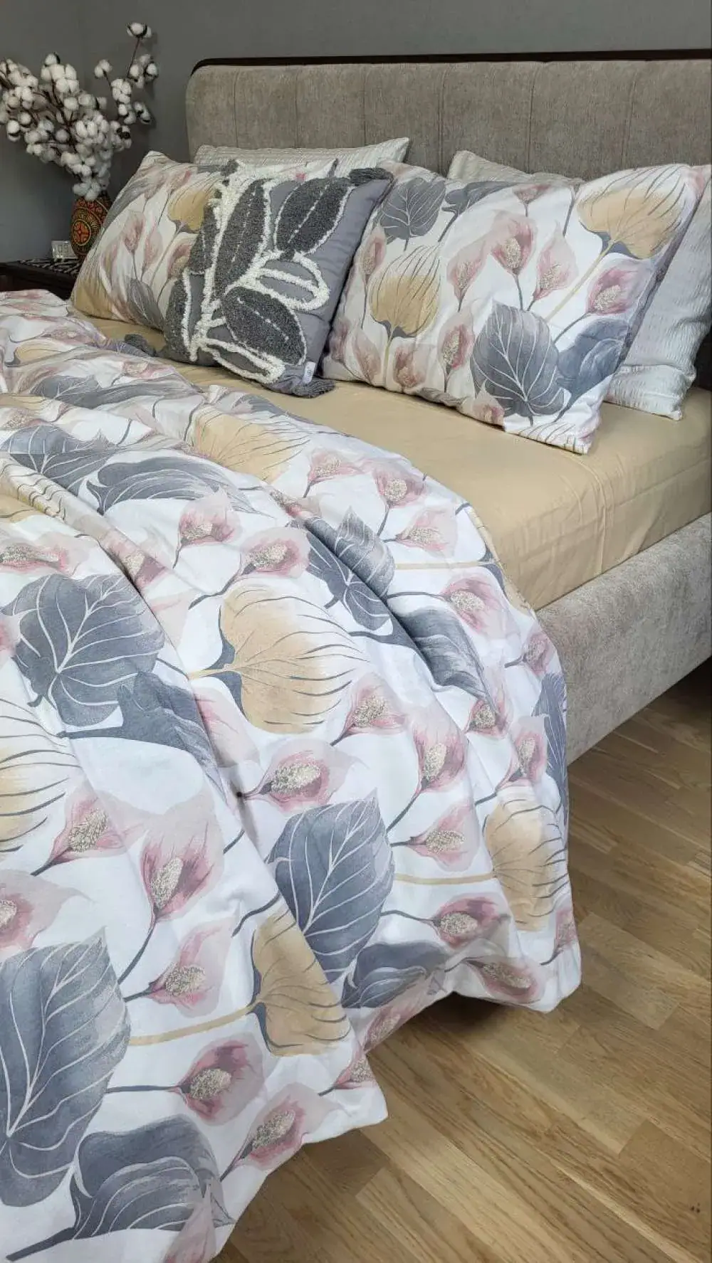 Комплект постільної білизни фланель Turkish flannel Антуріум/бежевий пісок (3)