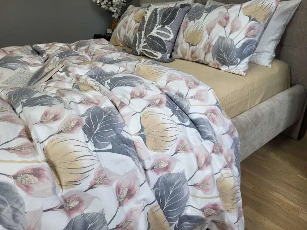 Комплект постільної білизни фланель Turkish flannel Антуріум/бежевий пісок (4)