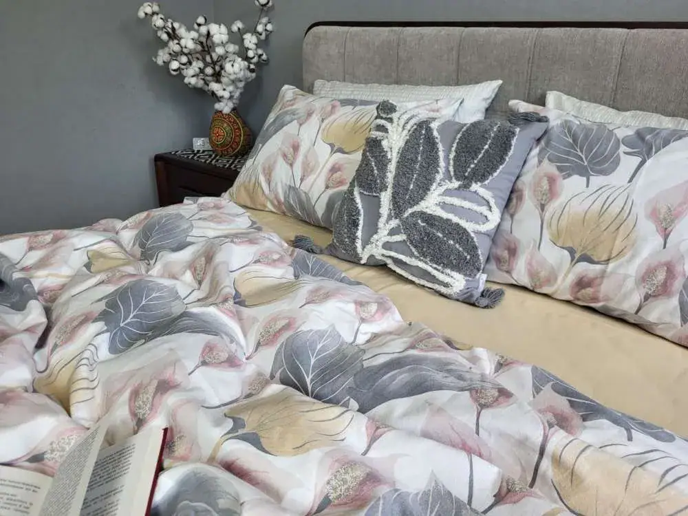 Комплект постільної білизни фланель Turkish flannel Антуріум/бежевий пісок (5)