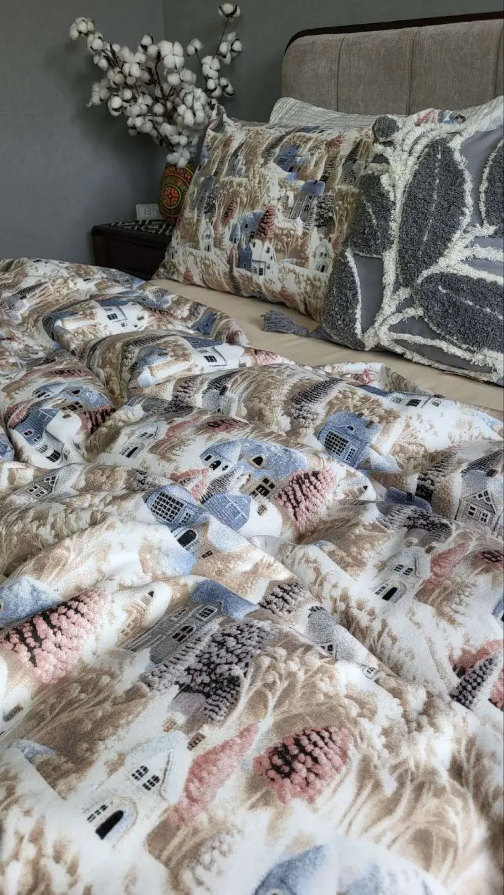 Комплект постільної білизни Фантазія/бежева пастель, Turkish flannel (8)