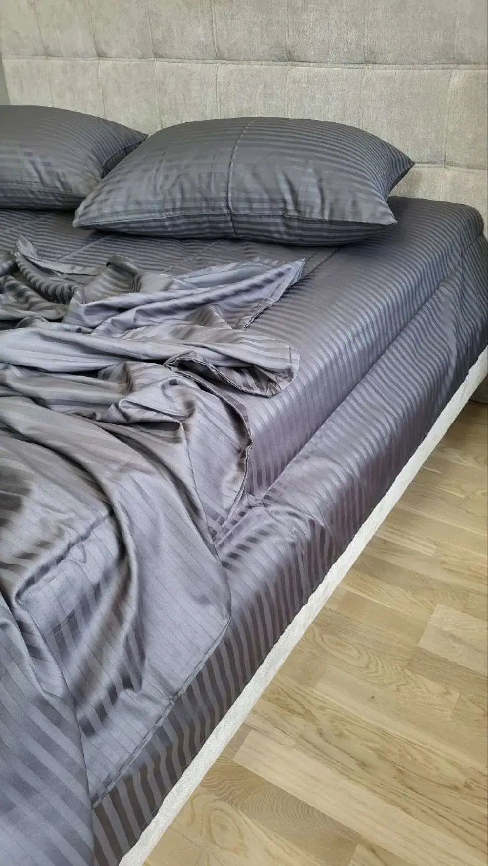 Комплект постільної білизни зі страйп сатину LUX Stripe LUX GRAY SHADOW 1x1см (2)