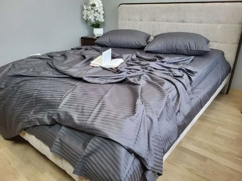 Комплект постільної білизни зі страйп сатину LUX Stripe LUX GRAY SHADOW 1x1см (3)