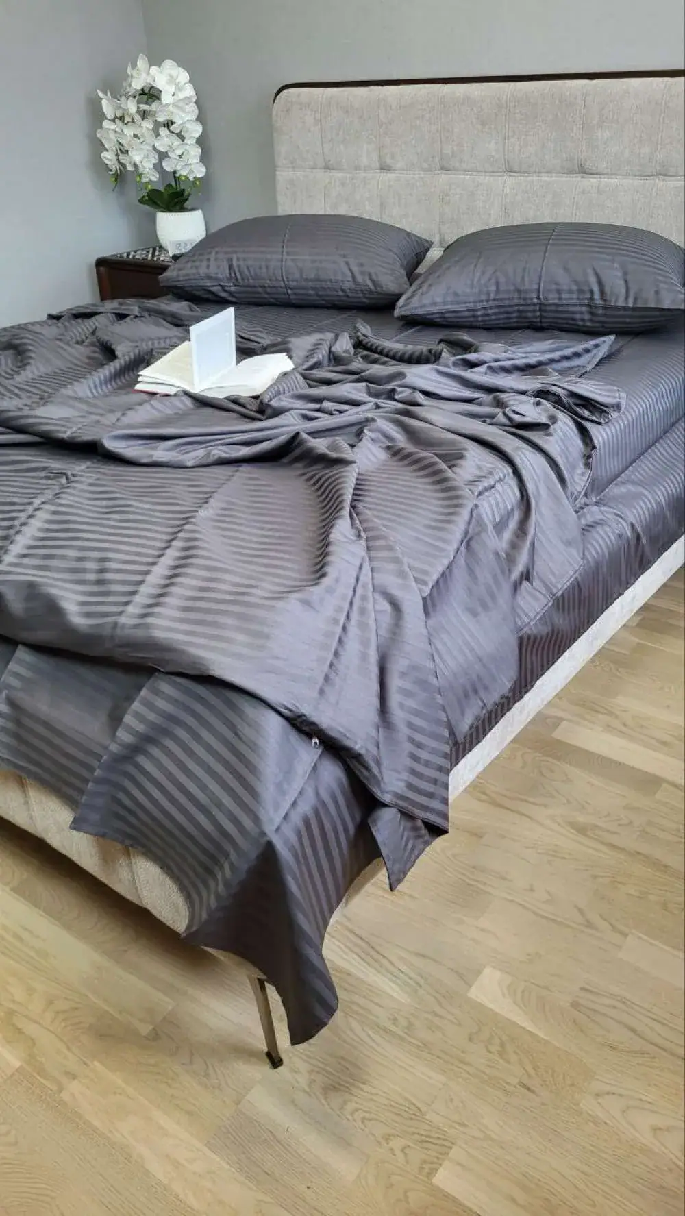Комплект постільної білизни зі страйп сатину LUX Stripe LUX GRAY SHADOW 1x1см (4)