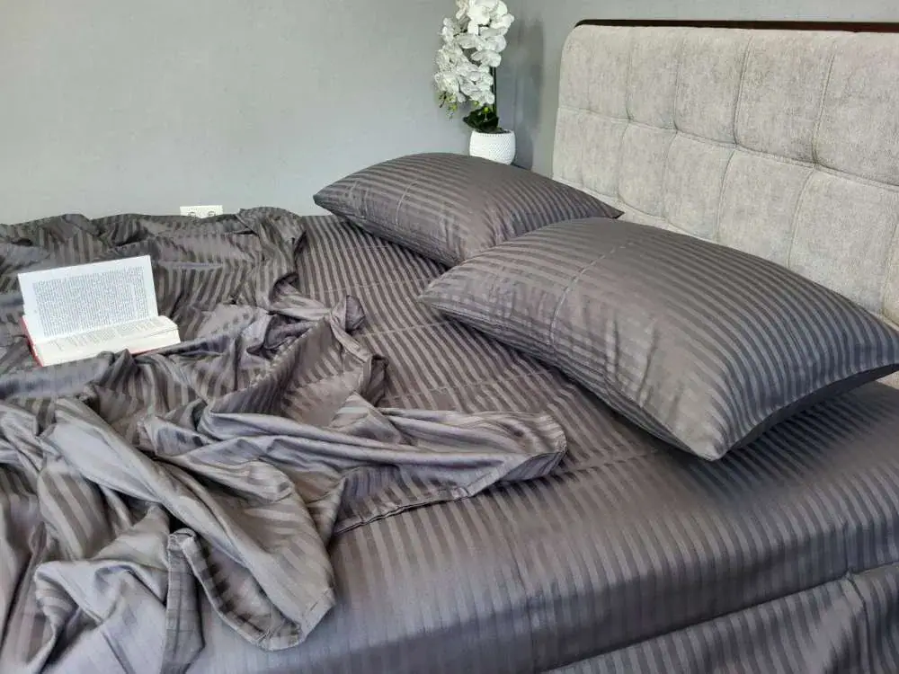 Комплект постільної білизни зі страйп сатину LUX Stripe LUX GRAY SHADOW 1x1см (5)