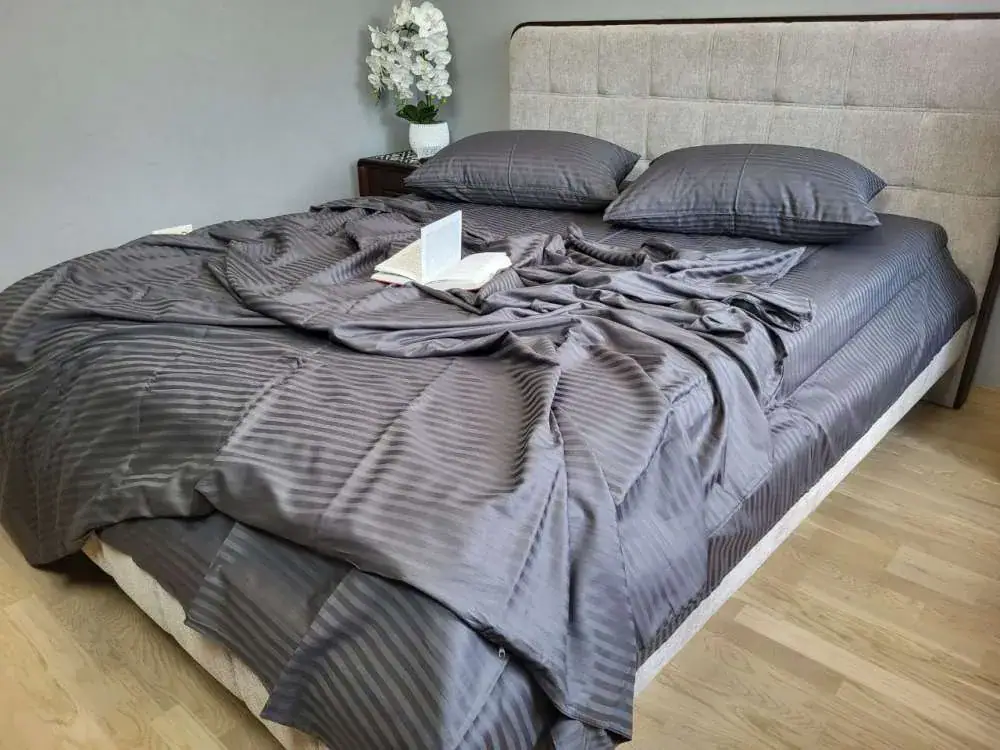 Комплект постільної білизни зі страйп сатину LUX Stripe LUX GRAY SHADOW 1x1см (6)