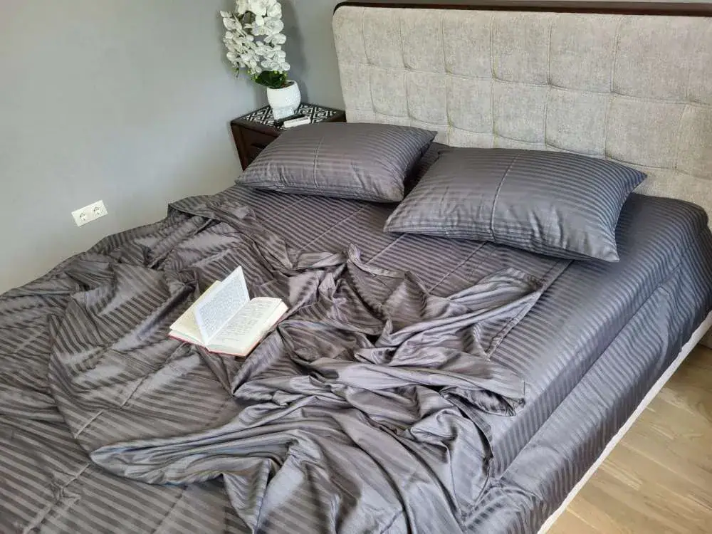 Комплект постільної білизни зі страйп сатину LUX Stripe LUX GRAY SHADOW 1x1см (7)