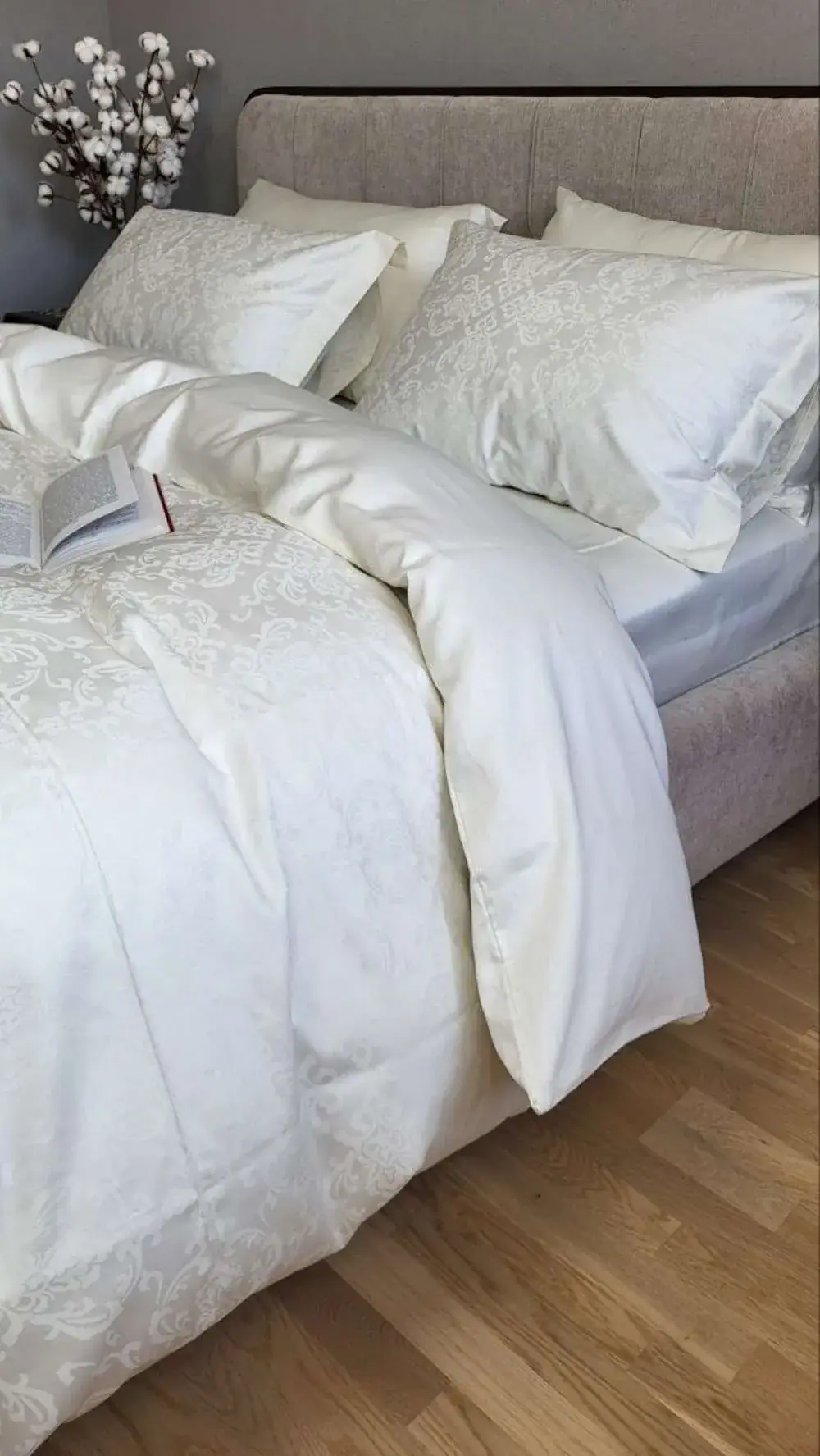 Елітна постільна білизна з сатину JACQUARD CASPE IVORY (6)