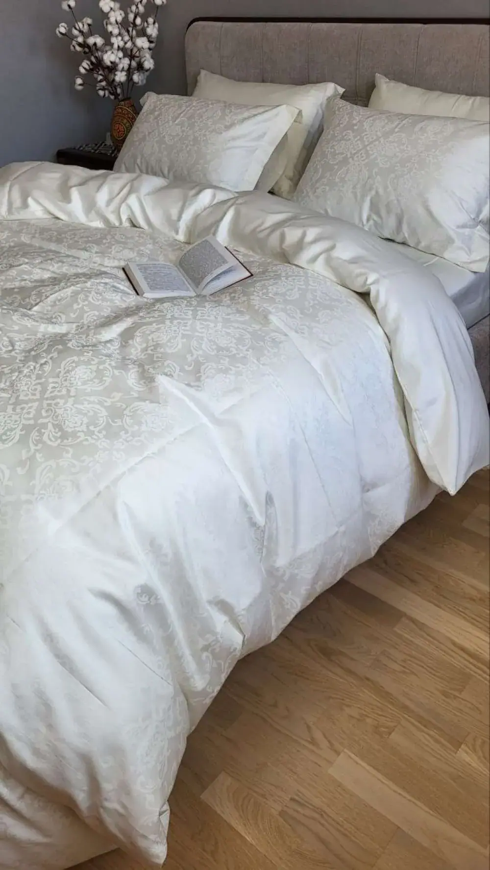 Елітна постільна білизна з сатину JACQUARD CASPE IVORY (7)