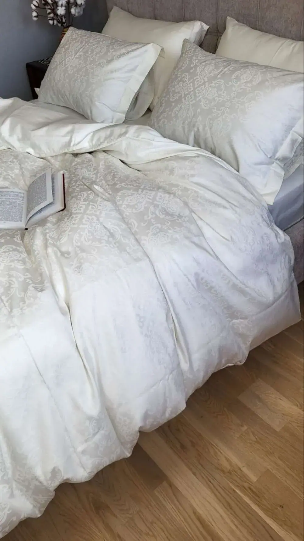 Елітна постільна білизна з сатину JACQUARD CASPE IVORY (8)
