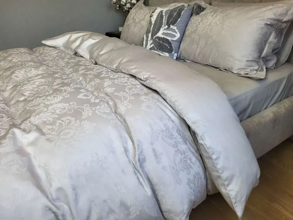 Елітна постільна білизна з сатину Jacquard Tiara Grey (4)