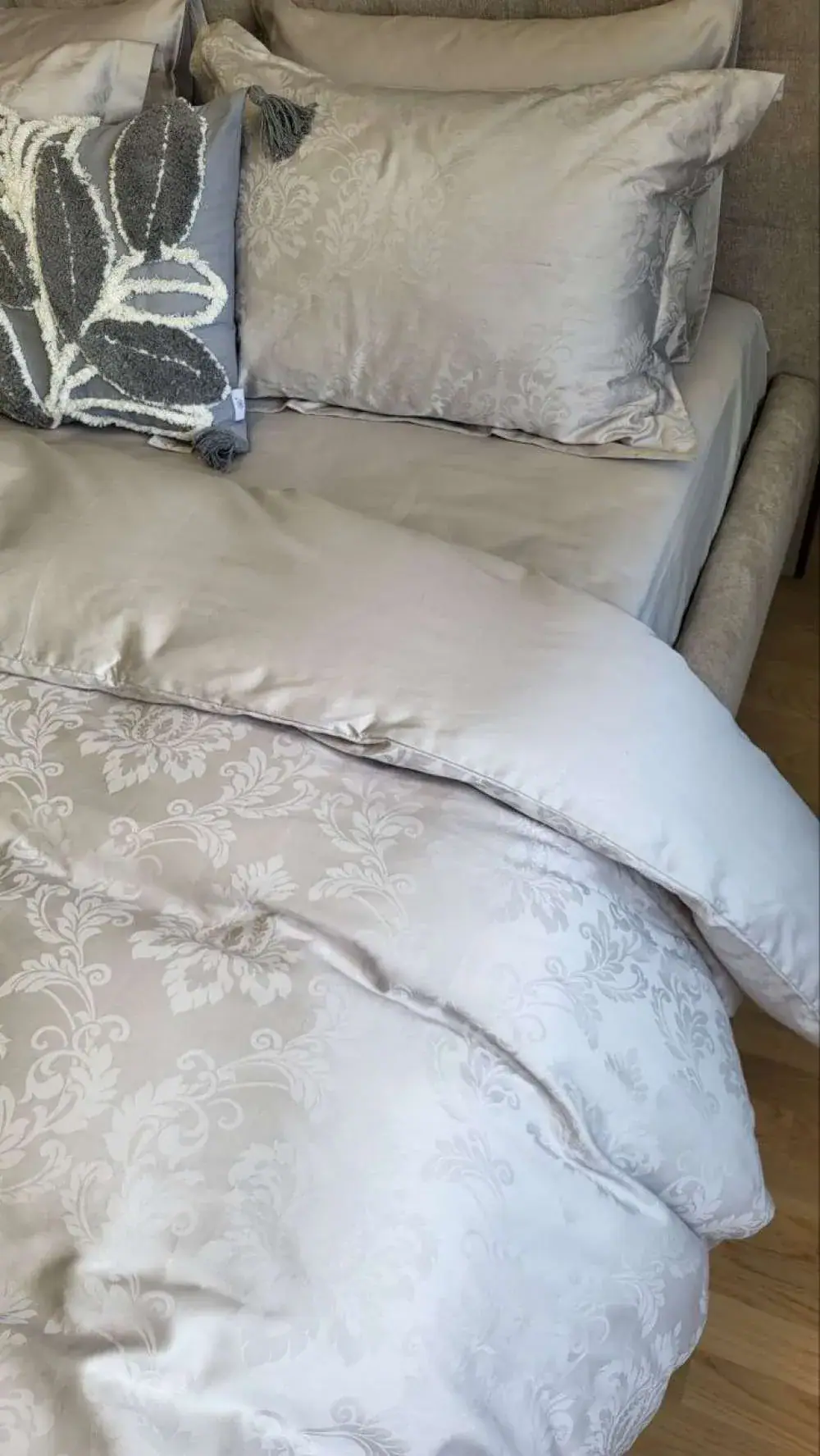 Елітна постільна білизна з сатину Jacquard Tiara Grey (6)
