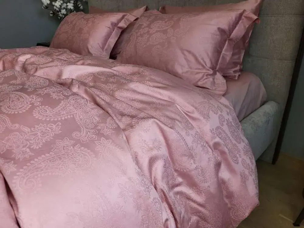 Премиальное постельное белье сатин Jacquard Paisley Powder (2)