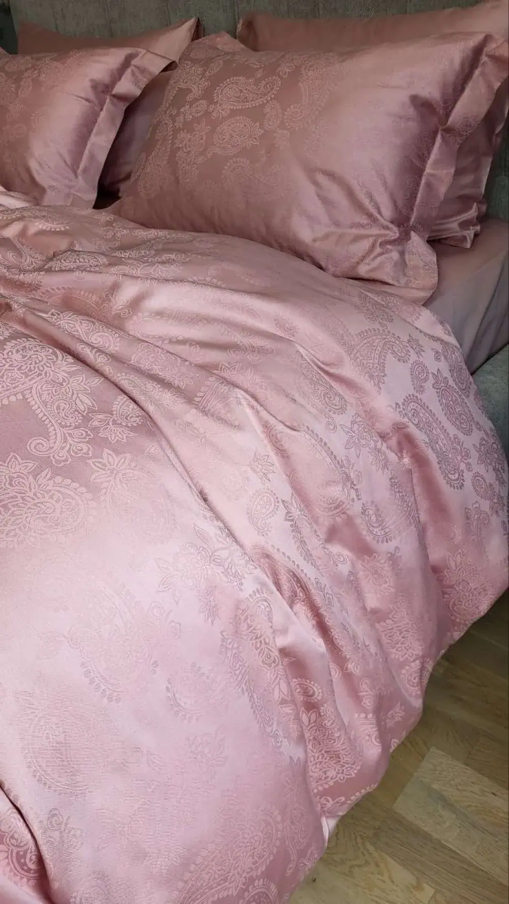 Премиальное постельное белье сатин Jacquard Paisley Powder (3)